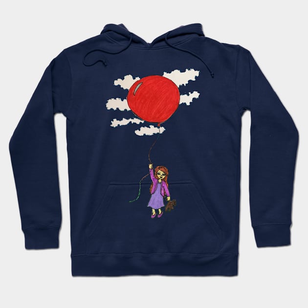 Girl With Red Balloon, “I’ll FlyAway” Hoodie by LuvbuzzArt